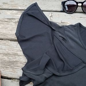 Green Envelope Tops - Green envelope| flutter sleeve black top Green Envelope Tops - Green envelope| flutter sleeve black top